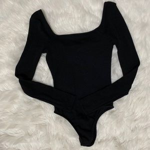 Black Square Neck Bodysuit